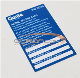 76754GT GN-76754 CARD,AERIAL OPERATOR,BLUE Genuine Genie Parts